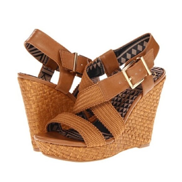 Jessica Simpson Shoes - Jessica Simpson Catskill Basketweave Cork Wedge Heel Platform Sandals Sz 10 EUC